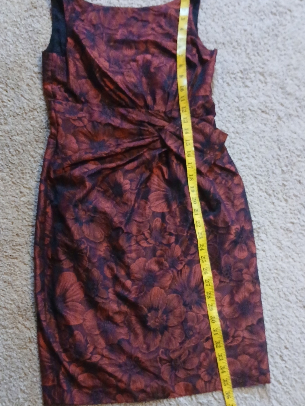 Anne Klein Burgundy Floral Sheath Dress